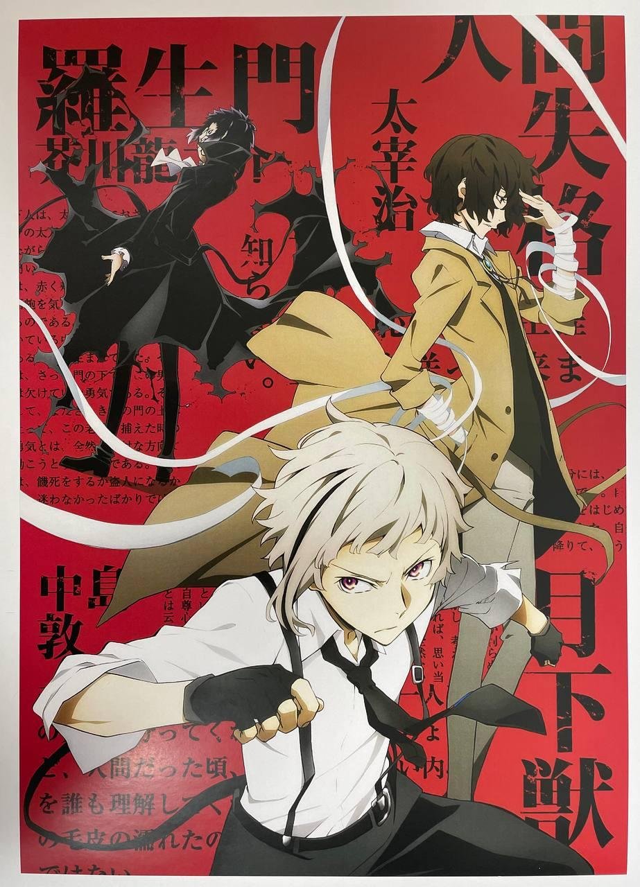 Постер А3 Літературні генії Бродячі Пси / Bungo stray dogs